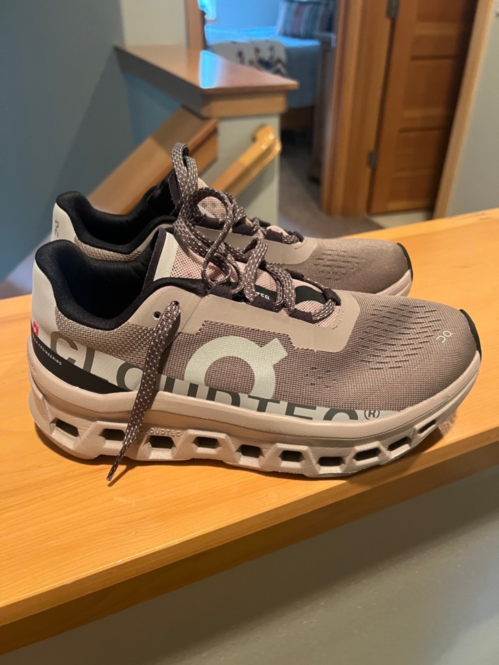 Women’s On Running Cloudmonster Sneakers - Gray with Black Accents - Picture 5 of 7